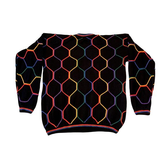 Tundra Canada Men Sweater Large Coogi Style Black Yellow Red Green Cotton - Picture 7 of 14